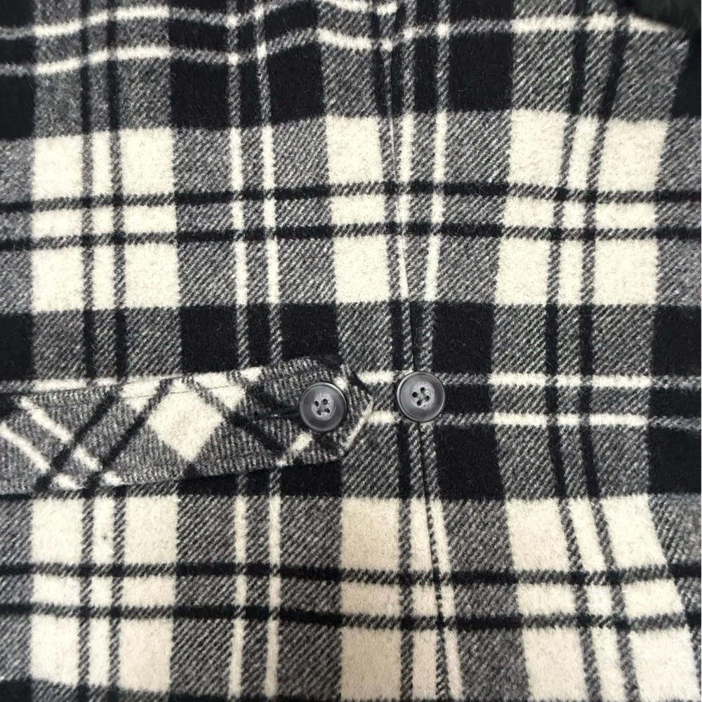 Woolrich Moccasin Plaid Wool Blend Vest with Faux Sherpa Lining XL